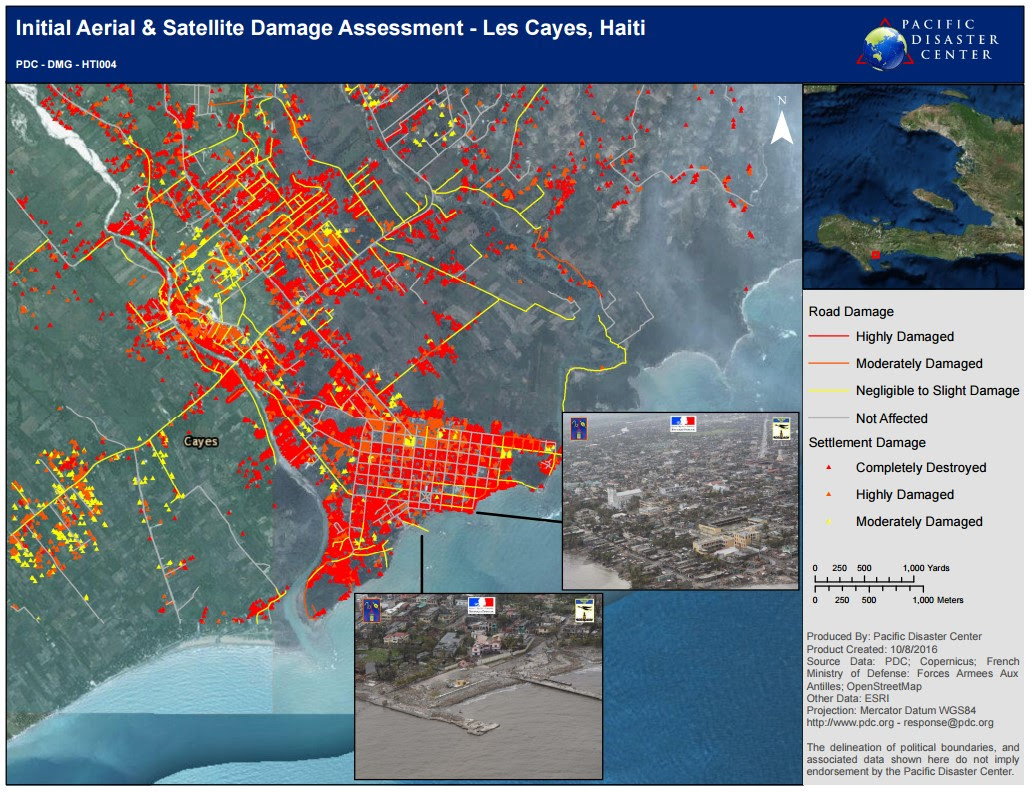 aerial mapping of damages in Les Cayes